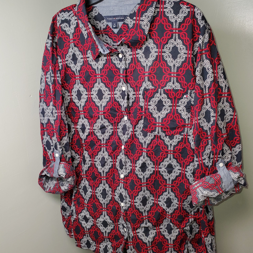 Tommy Hilfiger Black and Red Nautical Shirt